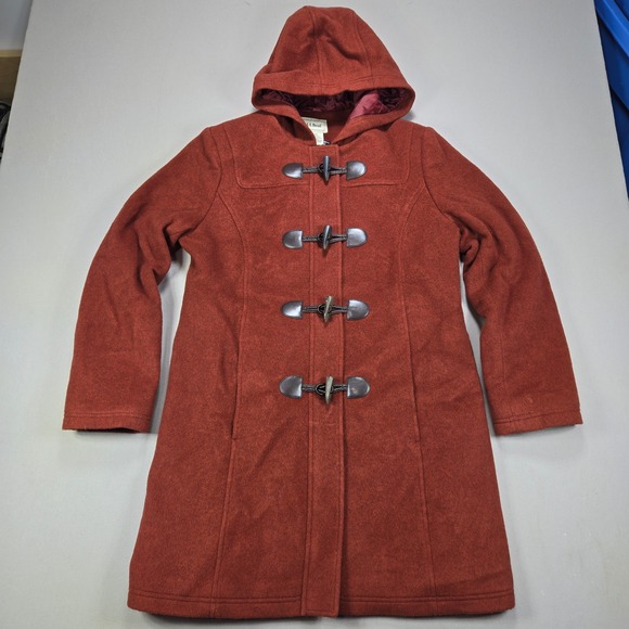 L.L. Bean Jackets & Blazers - LLBean Bellandi Red Italian Wool Hooded Toggle Coat Womens Size 12 3M Thinsulate